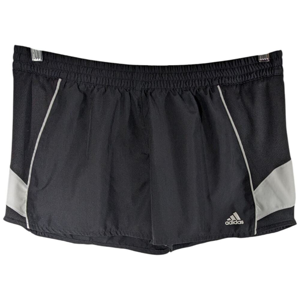 Adidas Lined Running Shorts Womens Size Large Black White Inner Pocket 35x3